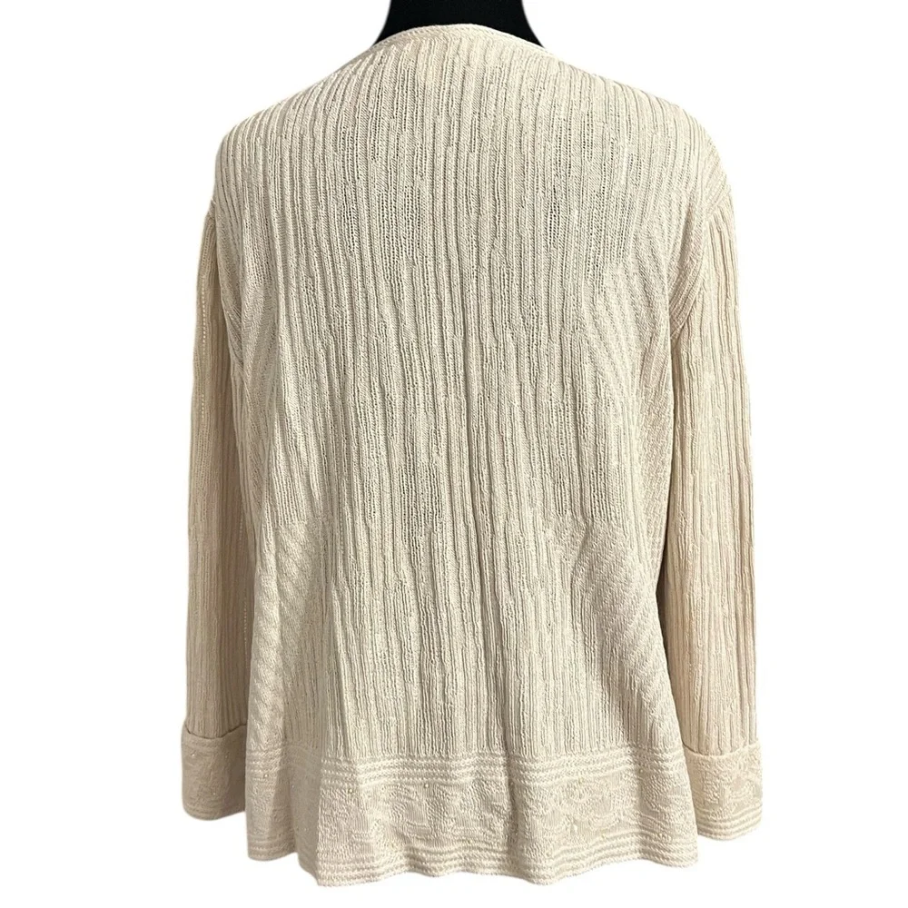 ST. JOHN EVENING Beige Cardigan Wool Blend Womens Size 8 - Picture 3 of 10